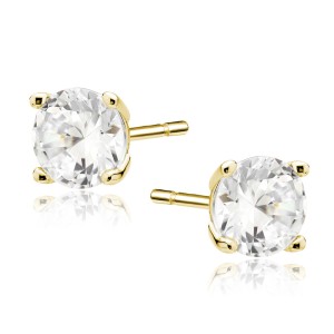 Cercei argint placati cu aur galben cu pietre 6mm DiAmanti 2CO6EG_W-DIA (Argint 925‰ 1,05 g.)